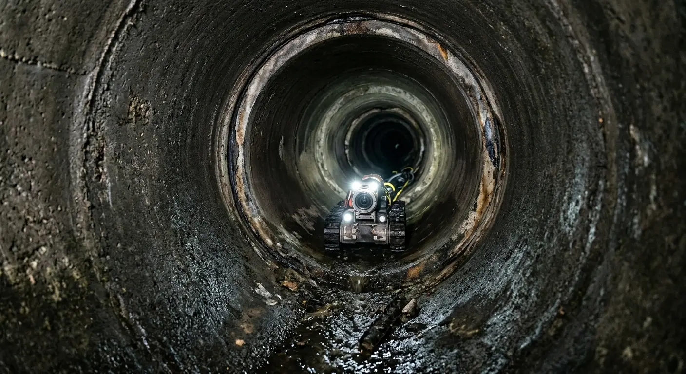Robotic sewer camera inspecting pipe interior for Drain Snake Service in Panthersville